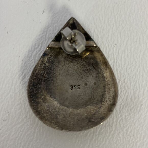 Sterling Silver Turquoise Teardrop Earrings Posts Pierced Vintage - Picture 9 of 9